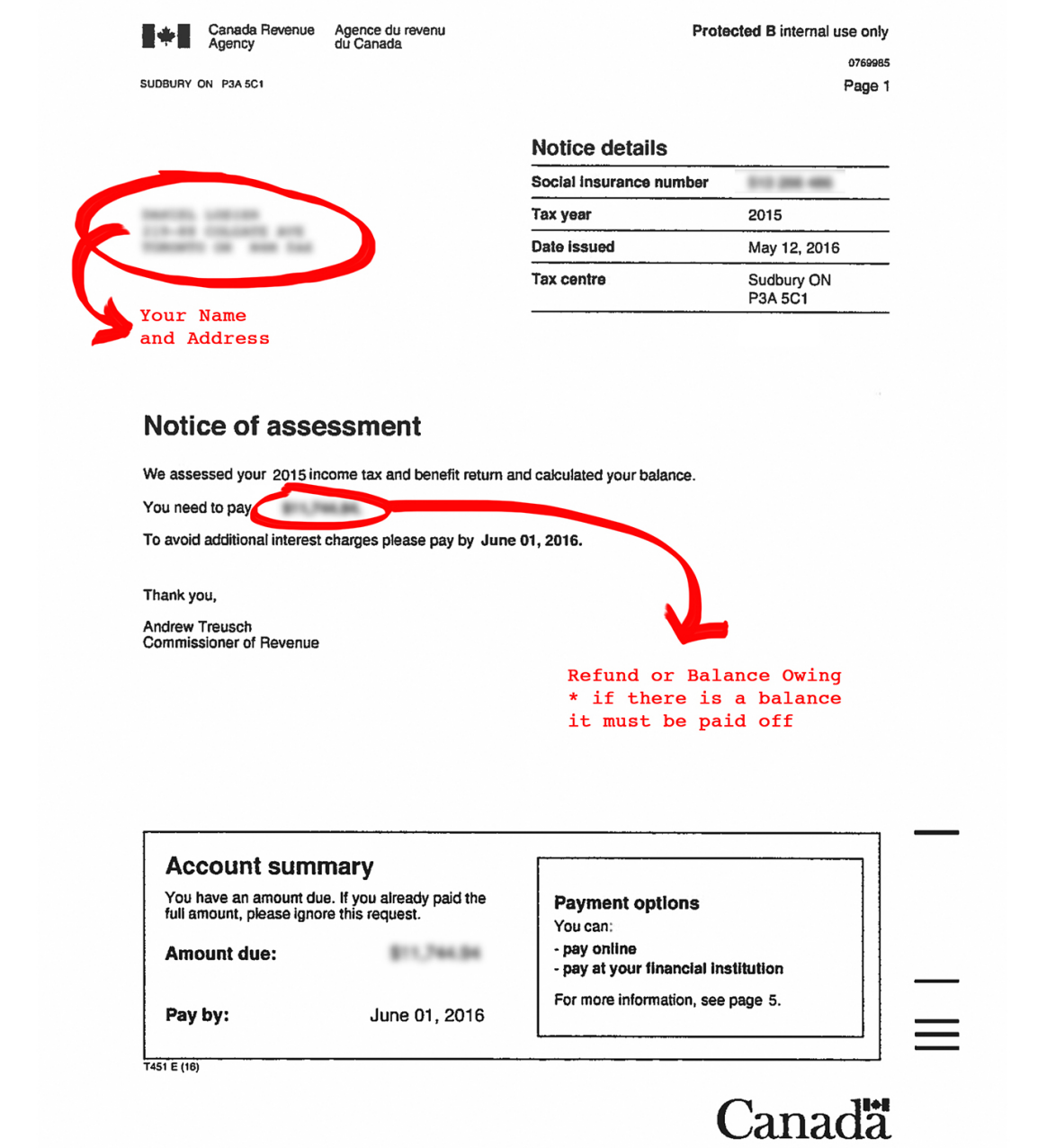 NOA Notice of assessment